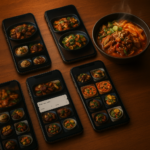 스마트폰 여러 대에 맛집 예약 앱 화면이 표시된 모습