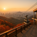 가을 단풍이 물든 산 정상에서 바라본 대구 시가지 전경