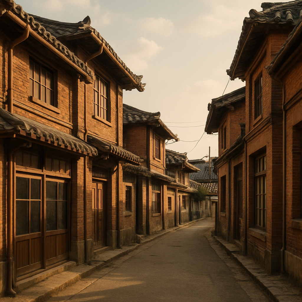 군산 근대문화유산 골목의 붉은 벽돌 건물 풍경