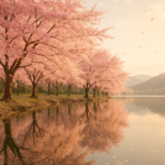 경주 보문호수 벚꽃길 풍경
