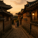전주 한옥마을 골목 노을 풍경
