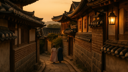 전주 한옥마을 골목 노을 풍경
