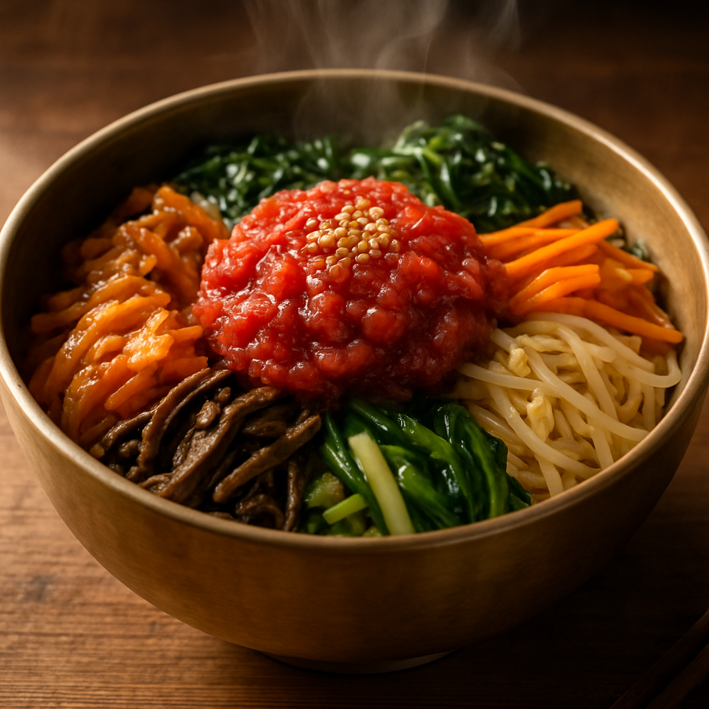 전주 비빔밥 놋그릇 클로즈업