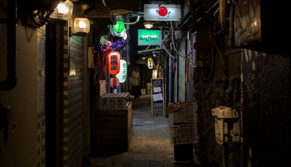 후쿠오카 나카스 강변 포장마차 야경